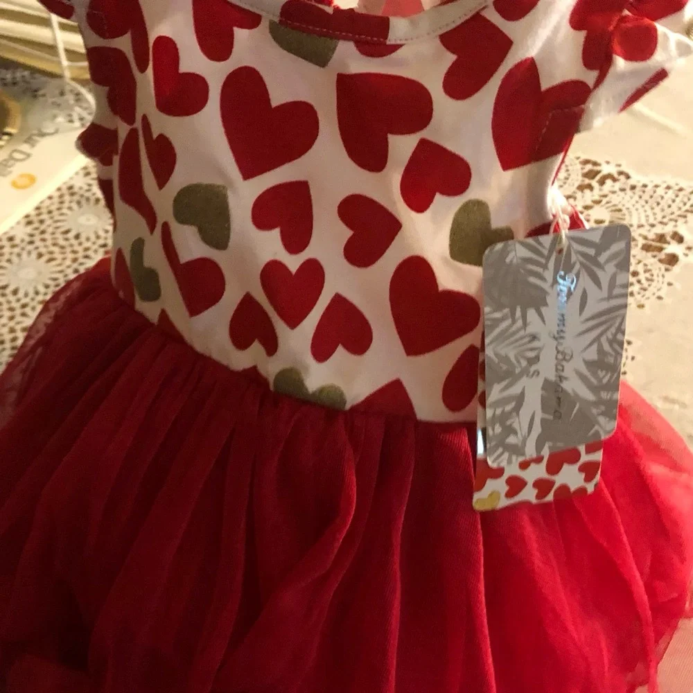 Tommy Bahama Tutu Red Heart Dress & Matching Headband Size 0/3 Moths  NEW
